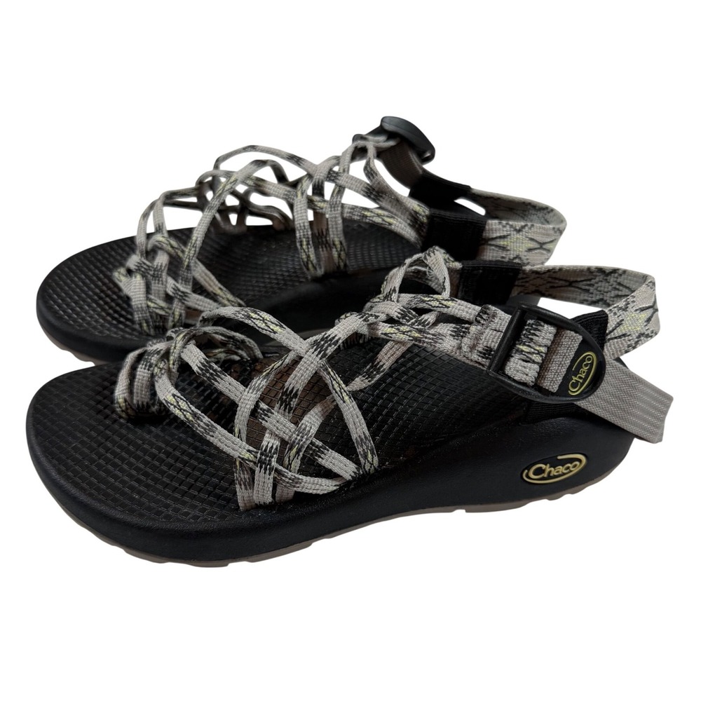 Chaco Z Cloud X2 Sandals Womens 6 Black Grey Strappy Toe Loop Hiking Outdoors